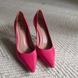 Maeve Hot Pink Pointed-Toe Leather Pumps